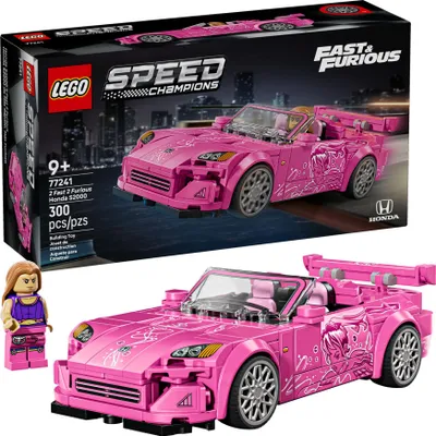 Productafbeelding van LEGO Speed Champions 2 Fast 2 Furious – Honda S2000 – Roze speelgoedauto en Suki-minifiguur met sleutel – Cadeau voor kinderen vanaf 9 jaar, tieners en volwassen filmliefhebbers 77241