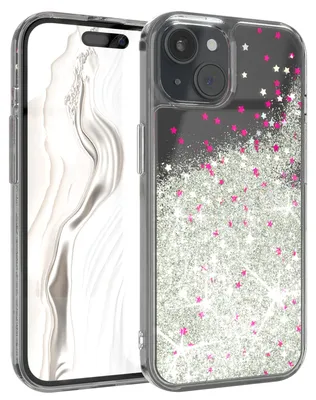 Produktbild von EAZY CASE - Glitzer Hülle kompatibel mit Apple iPhone 15 Glitzer Schutzhülle, Soft Case, Backcover Transparent mit Motiv