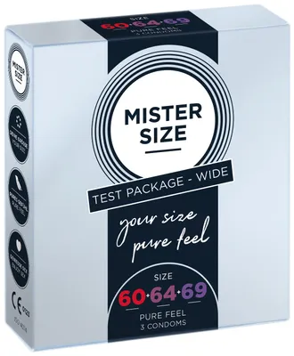 Produktbild von 3x Mister Size Kondome Probierset 60 / 64 / 69 mm - extragroße Kondome - 481178