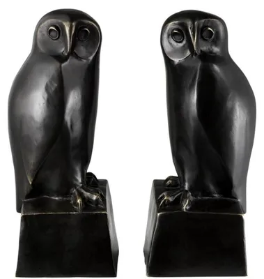 Zdjęcie produktu dla Casa Padrino designerskie brązowe podpórki do książek sowy zestaw 2 - luksusowe figurki z brązu
