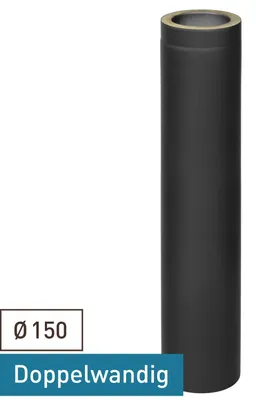 Produktbild von Raik Coltherm Rohr 150mm schwarz doppelwandig L: 1000mm für Rauchrohr / Ofenrohr