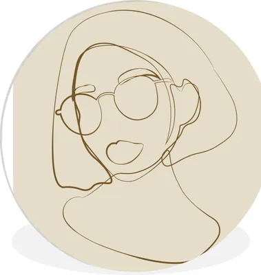 Produktbild von MuchoWow® Rundes Wandbild - Runde Bilder Frau - Linienkunst - Minimalismus Ø 90 cm Kreis Wanddekoration Kunststoff - Wandkreis - Wandschmuck - Wand-Kreis - Wohnzimmer - Bild - Runde - Wanddeko - Dibond - Kunstdrucke