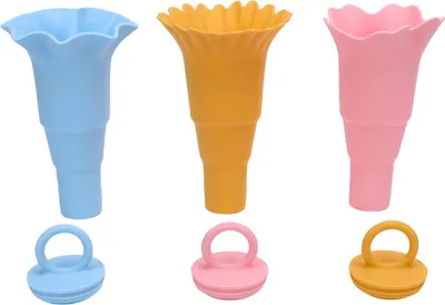 Produktbild von 3 Stück Eistütenhalter aus Silikon, tropfsicher, faltbar, wiederverwendbar, Schneebecher mit Deckel