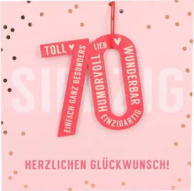 Produktbild von Depesche Klappkarte mit Anhänger : 70 Herzlichen Glückwunsch! Karte mit Anhänger: 70 Herzlichen Glückwunsch!