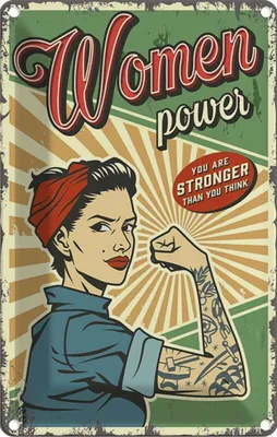 Produktbild von vianmo Blechschild 18x12 cm Pinup women power Girl stronger Pin Up
