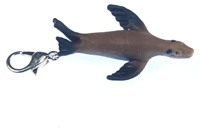 Produktbild von Robbe Charm Zipper Pull Anhänger Miniblings Robben Seelöwe Seehund Gummi braun