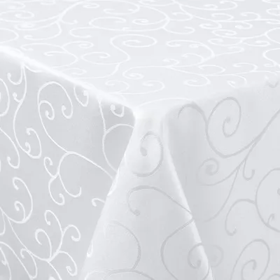 Produktbild von Tischdecke Damast 2 Stück Rechteckig 130 x 160 cm und 100 x 140 cm Weiß Polyester