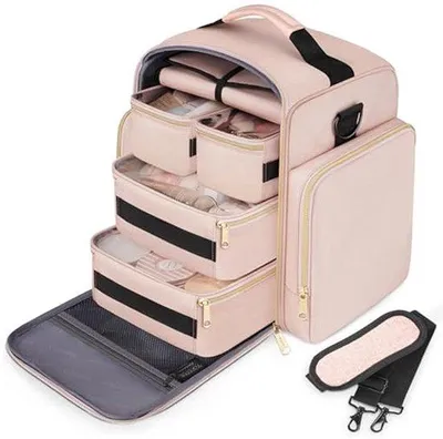 Zdjęcie produktu dla Duża kosmetyczka – z przegródką do przechowywania szminek – różowa – 31*22*33 cm