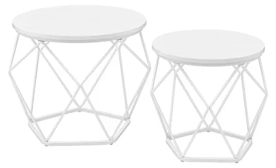 Produktbild von Set aus 2 Couchtischen mit abnehmbarer Platte, weiß – 50 x 40 und 40 x 36 cm