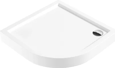 Zdjęcie produktu dla Stylowy Brodzik Akrylowy Półokrągły 90 cm - Trwały, Łatwy w Montażu, Biały, Antybakteryjny, Idealny do Małych Łazienek, 5 Lat Gwarancji