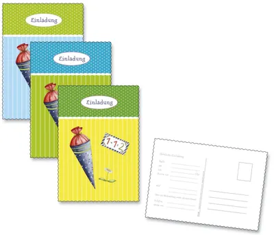 Produktbild von Roth 679500 Einladungspostkarte Schulanfang - 6 Stück, blau-bunt
