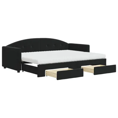 Obrázek produktu pro vidaXL Rozkládací postel se zásuvkami černá 80x200 cm Velvet
