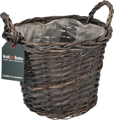 Zdjęcie produktu dla KOTARBAU® Kosz Wiklinowy na Kwiaty ⌀ 23 cm Doniczka Wiklinowa Osłonka na Doniczkę Rustykalna Grafitowa
