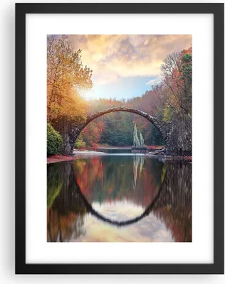 Produktbild von Gerahmtes Poster - Schwarzer Rahmen - Garten Rhododendren Brücke - 30x40 cm - Wand Bild - Wanddeko - Wandbilder - Kunstposter - Wandposter - Bilderrahmen - Bilder - Kunstdruck - P2BPA30x40-4660