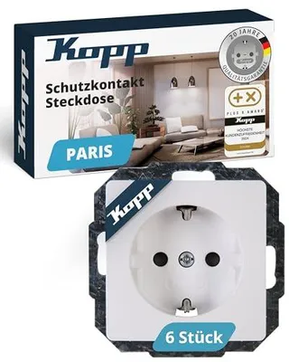 Productafbeelding van Kopp Profi-Pack, set van 6 Schuko-stopcontacten, PAR, arctisch wit, met kinderbeveiliging