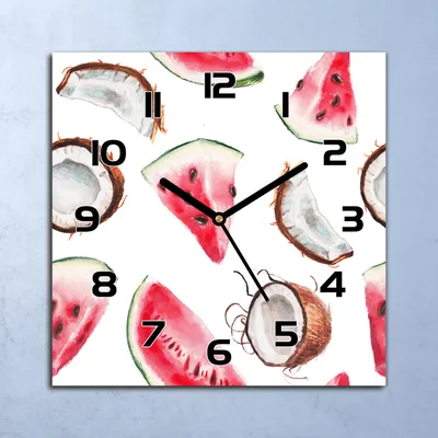 Produktbild von Wanduhr Echt-Glas-Küchenuhr Exotische Früchte Quarz Lautlos 30x30 Deko Bilder
