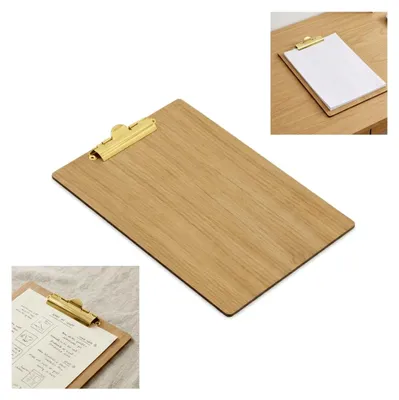Produktbild von Clipboard aus Eichenholz A4 mit goldenem Dokumentenclip