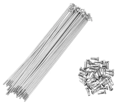 Imagen del producto de Radios de 14G, 180 mm - Juego de radios - Acero al carbono - 36 unidades - Mejora la durabilidad - Resistentes a los golpes y robustos - Radios para llantas de bicicleta