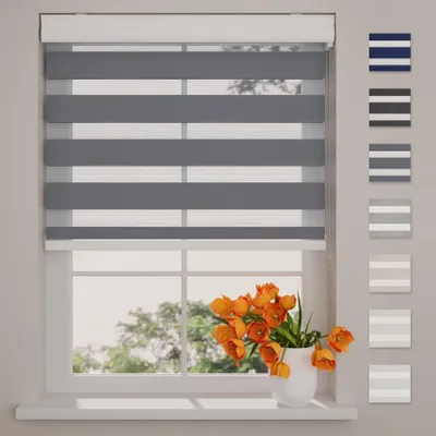 Image de Store roulant double couche, gris, 120 x 175 cm