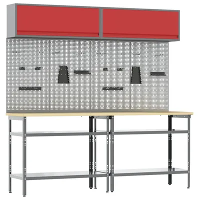 Immagine prodotto di Set banco da lavoro con lo scaffale 8 pcs Rosso e Grigio