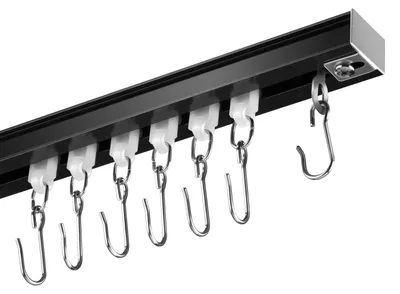 Plafondgordijnrails Set 92-460 cm, Schwarz, Aluminium