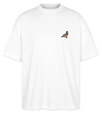 Produktbild von Spreadshirt Gestickte Pixel Ente Oversize Uni T-Shirt, L, Weiß