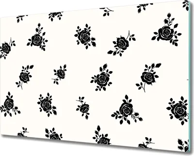 Produktbild von Glas-Herdabdeckplatte Glaskeramikkochfeld-Abdeckung Spritzschutz - 80x52 cm - Rosen weiß schwarz