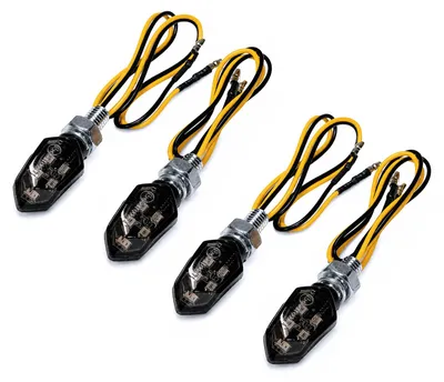 Obrázek produktu pro Sada mini LED blinkrů MXT, černě tónovaná, 12 V, patice M8, 4 LED, s homologací (ABE) pro motocykly