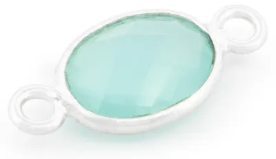 Produktbild von Vintageparts Quarzverbinder Aqua oval 925 Silber facettiert