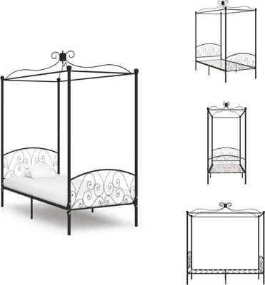 Immagine prodotto di vidaXL Struttura letto a baldacchino in metallo nero 90 x 200 cm - Letti e strutture letto