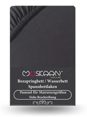 Produktbild von Premium Jersey Spannbettlaken 180x200 cm - 200x220 cm + 40 cm Boxspringbett mit Elasthan schwarz
