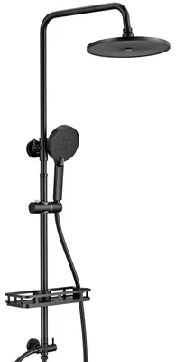 Image de Système de douche autonettoyant, pommeau de douche pluie, robinet de douche noir mat, 10 pouces