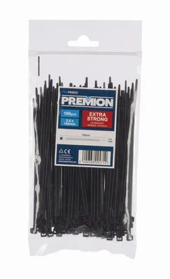 Obrázek produktu pro PREMION PREP00022 - Stahovací pásky černé 3,6 x 140mm 100ks