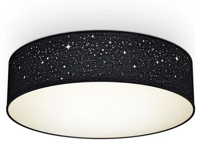 Image de B.K.Licht Plafonnier textile effet scintillant Ø380mm rond 2xE27 max 40W lumière blanche chaude noir lampe plafond chambre enfant salon couloir