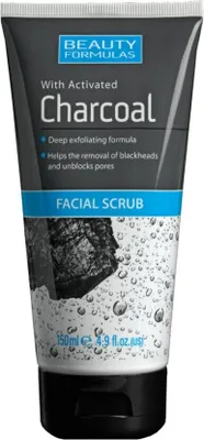 Produktbild von BEAUTY FORMULAS Charcoal Facial Scrub reinigendes Gesichtspeeling mit Aktivkohle 150ml
