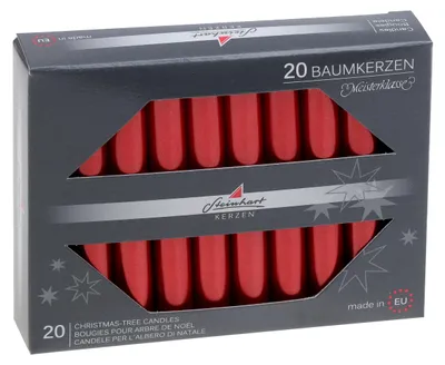 Produktbild von Baumkerzen Edelglanz Rot 95 x Ø 13 mm, 20 Stück