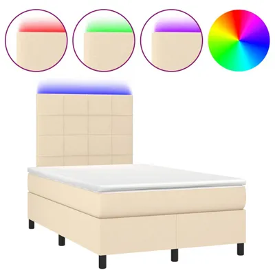 Produktbild von Boxspringbett mit Matratze & LED Creme 120x190 cm Stoff