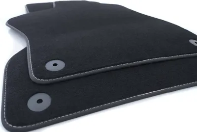 Immagine prodotto di Tappetini per VW ID Buzz (cuciture decorative bianche) si adattano a tappetini velours tappetini auto premium nero 2 pezzi