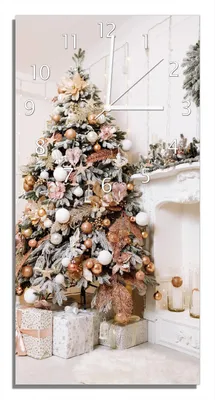 Produktbild von Wallario Design Wanduhr Eleganz unterm Weihnachtsbaum aus Echtglas, Größe 30 x 60 cm