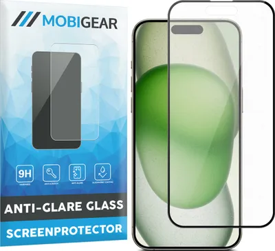 Produktbild von Mobigear Premium iPhone 15 Plus Panzerglas Gehärtetes Glas Displayschutz Anti-Glare - Hüllenfreundlich - Schwarz