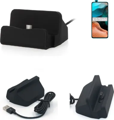 Produktbild von K-S-Trade Docking-Station kompatibel mit Xiaomi Redmi K30 Pro Ladestation Dock Ladegerät Docking Station Tischständer Ständer inkl. USB Typ C Kabel