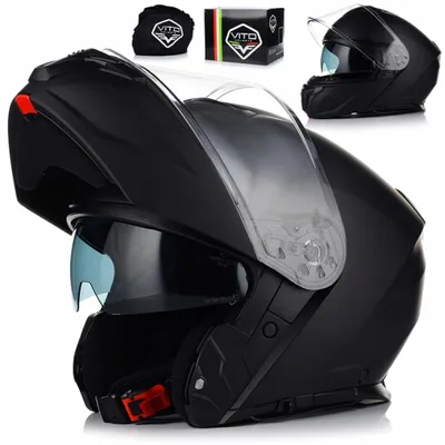Obrázok produktu pre Motocyklová prilba Vito Prato s bradou a slnečnou clonou | Sklopná motocyklová prilba |  ECE 22.06 | Matná čierna | Veľkosť S (55-56 cm)