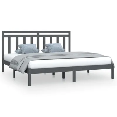 Obrázek produktu pro Rám postele šedý masivní dřevo 200 x 200 cm