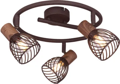 Immagine prodotto di Globo Lighting faretto in metallo color ruggine, metallo effetto legno, metallo color ruggine, ø: 280mm, H: 160mm, excl. 3x E14 40W 230V
