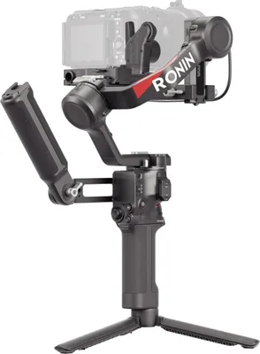 A DJI RS 4 Combo camera stabilizer with a camera mounted on it, shown against a white background.