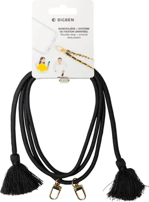 Image de BIGBEN CONNECTED BBANDPOM1 - Bandoulière noire avec pompons