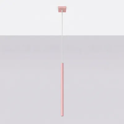 Image de Suspension PASTELO 1 rose 1xG9 8W acier 120x8x8cm Sollux Lighting