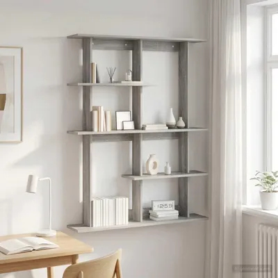 Imagen del producto de Estantería de pared "Maison Exclusive", color gris Sonoma, 102 x 20 x 130 cm