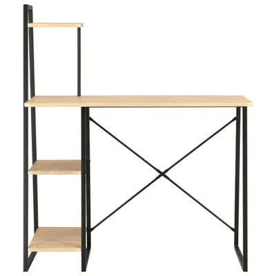 Image de vidaXL Bureau avec étagère noir et chêne 102×50×117 cm