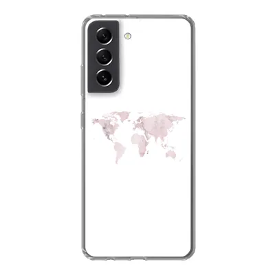 Produktbild von MuchoWow® Handyhülle Schutzhülle Hülle für Samsung Galaxy S21 FE Weltkarte - Marmor - Rosa Silikon Softcase Handy Hülle - Mobiltelefonhülle